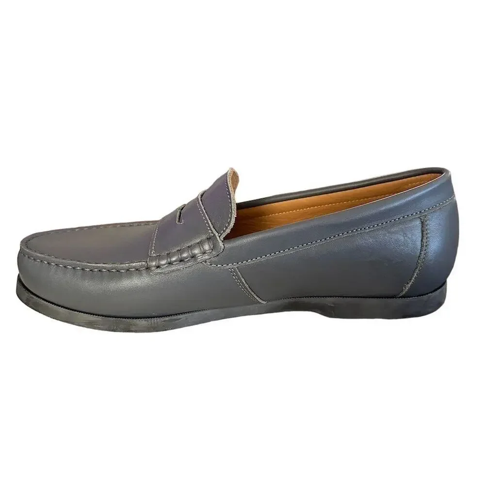 Hugs and Co Men's Gray Leather Loafers Size 12 Casual Shoes penny loafers - Picture 5 of 12